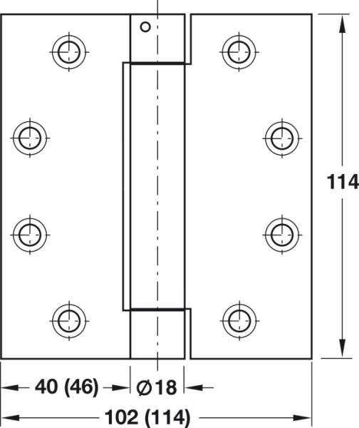 Federband für ungefälzte Innentüren bis 60 kg, Startec verchromt matt 46mm